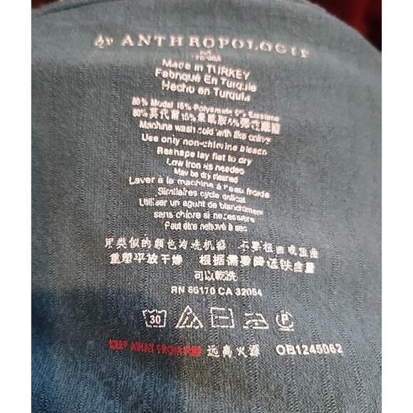 Anthropologie top Mock Neck Ribbed Long Line Tall Medium Green Blue Base layer - Picture 4 of 4